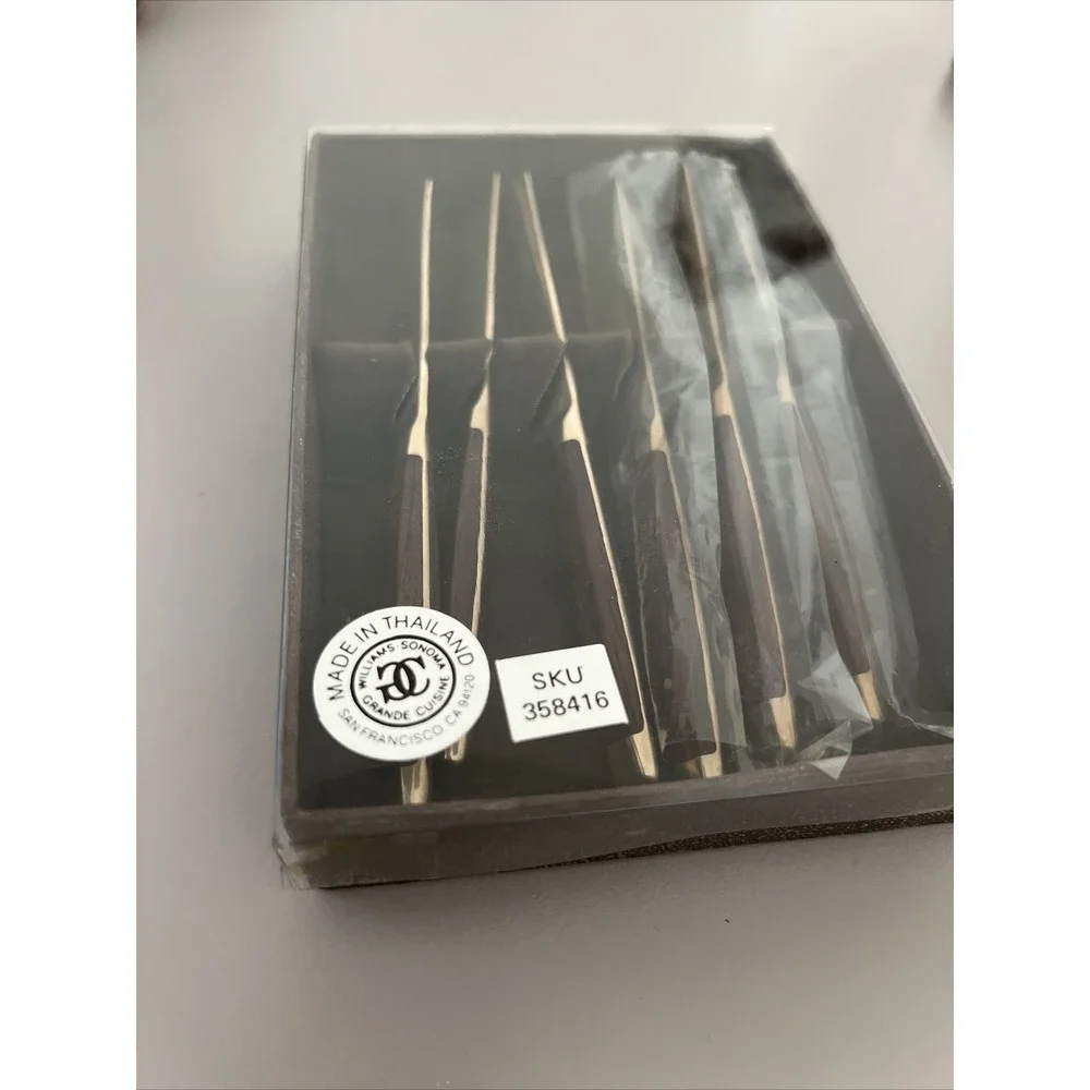 Williams Sonoma Party Butter Knives Set of 6 Teak Gold Tone 70s